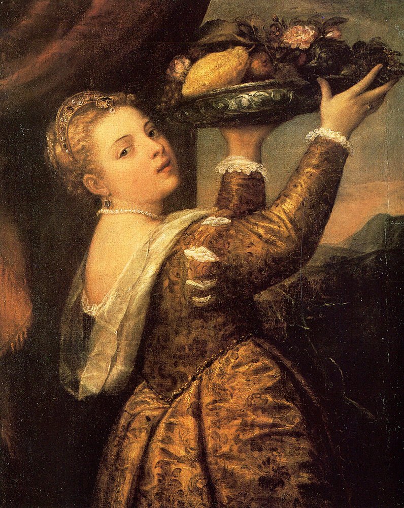 Girl with a Basket of Fruits (Lavinia), vintage artwork by Titian, A3 (16x12") Poster Print