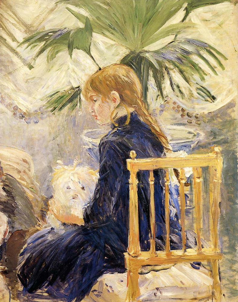 Girl with Dog - 1886 - by Berthe Morisot, vintage art, modern poster print