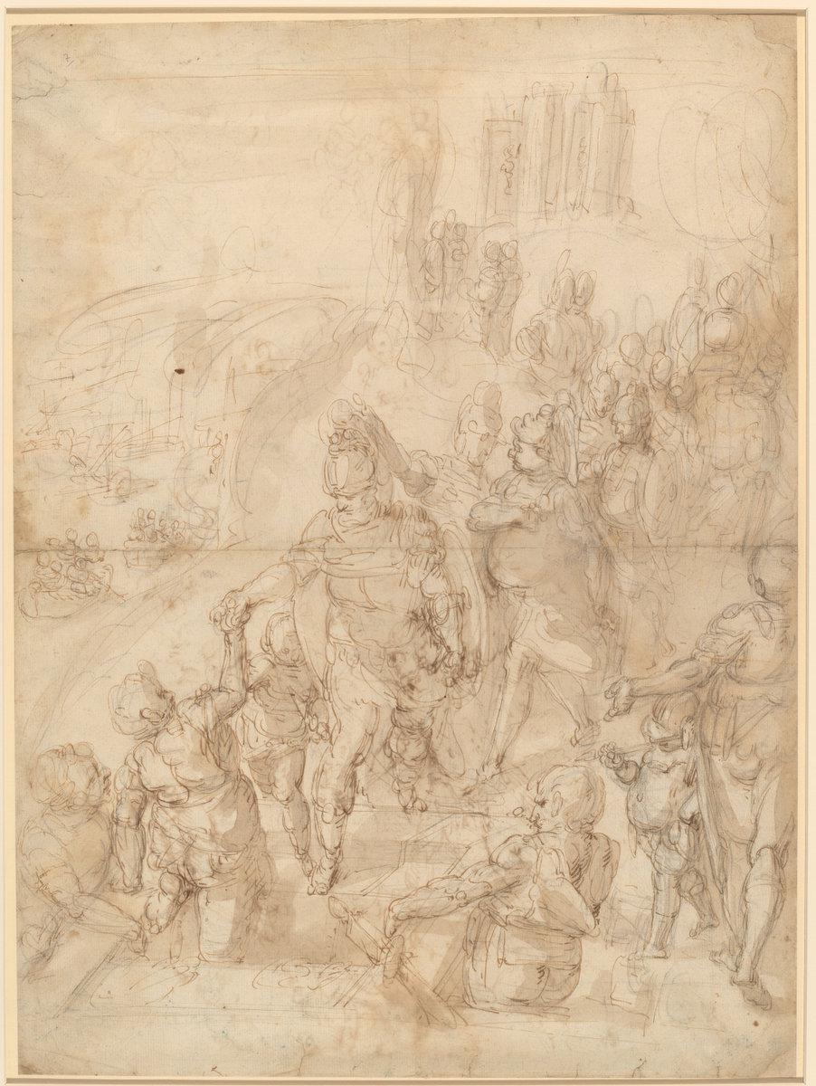 Giulio Benso, after Luca Cambiaso:The Embarkation of Aeneas ,16x12"(A3) Poster