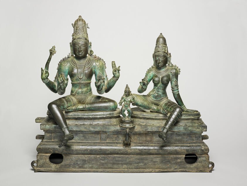 God Shiva and Goddess Uma Seated with Their Son, Skanda (Somaskanda) by India, 23x16"( A2 size) Poster Print