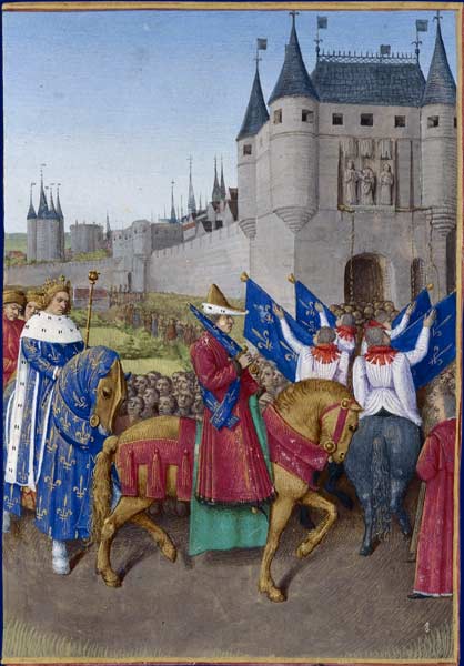 Grandes Chroniques de France ~ Charles V Entering Paris, vintage artwork by Jean Fouquet, A3 (16x12") Poster Print