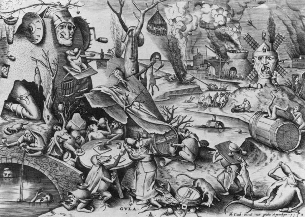 Gula (Gluttony), vintage artwork by Pieter Bruegel the Elder, A3 (16x12") Poster Print