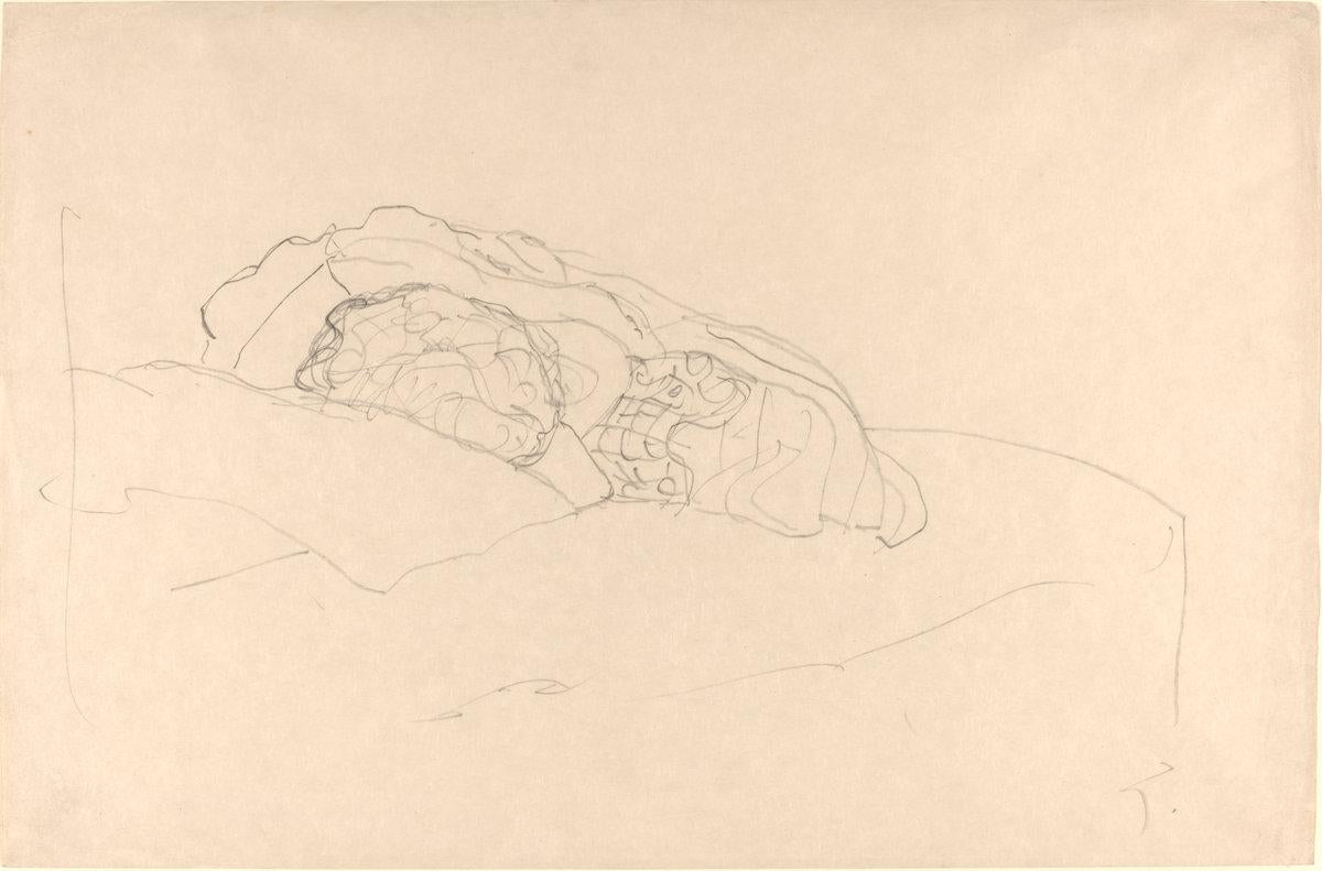 Gustav Klimt:Curled up Girl on Bed,16x12"(A3) Poster