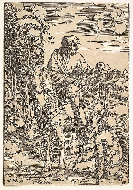 Hans Baldung 1484/85–1545 Strasbourg ):Saint Martin on Horseback 15th–16th Century, vintage artwork, 16x12"(A3) Poster Print