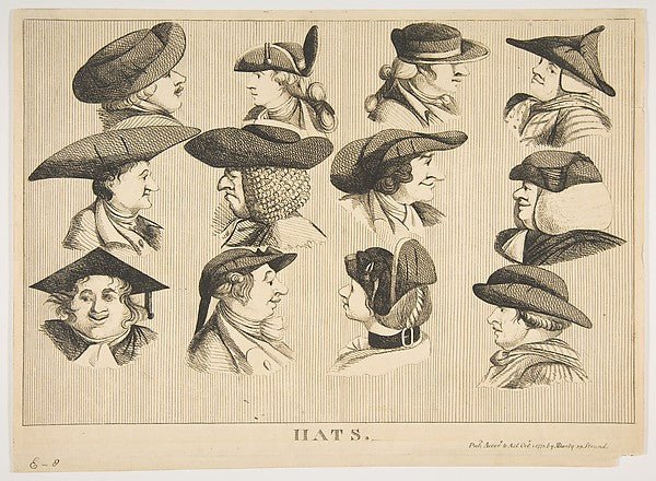 Hats October 1, 1773-, vintage art, A3 (16x12") Poster Print