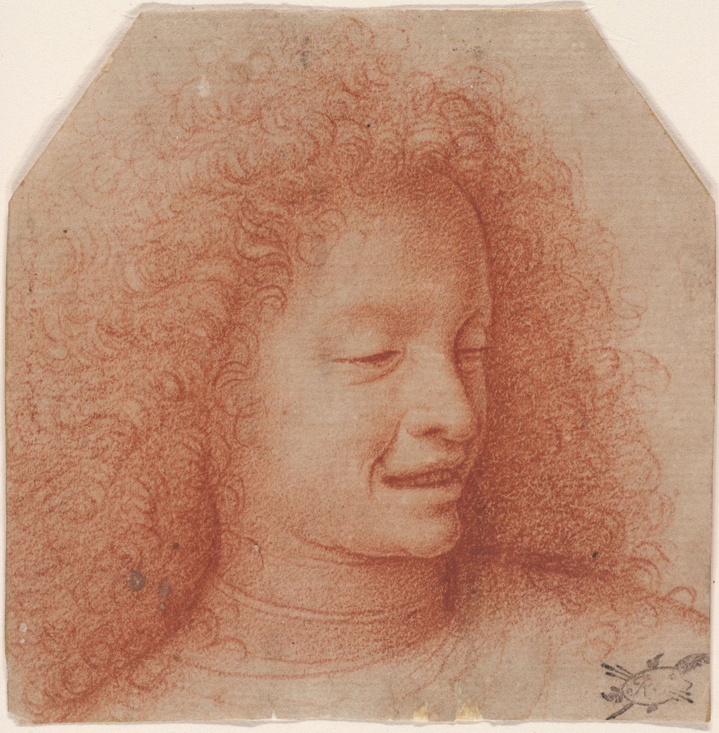 Head of a Smiling Youth, vintage artwork by Giiovanni Agostino da Lodi, A3 (16x12") Poster Print