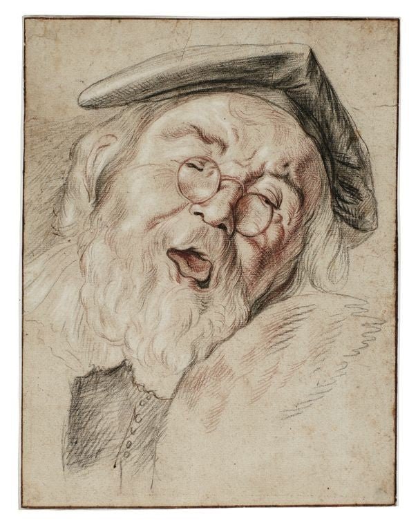 Head of an Old Man Singing, vintage artwork by Jacob Jordaens, 12x8" (A4) Poster