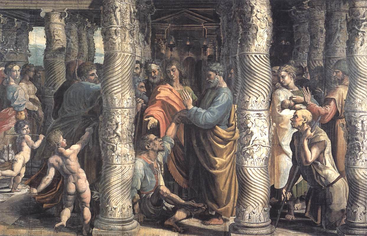 Healing of the Lame Man, vintage artwork by Raphael, A3 (16x12") Poster Print