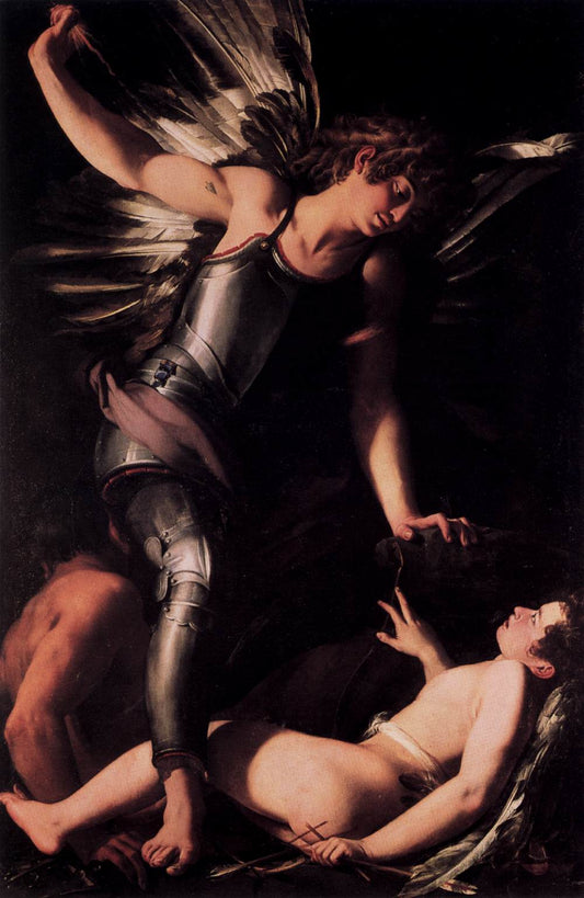Heavenly Love and Earthly Love, vintage artwork by Giovanni Baglione, 12x8" (A4) Poster