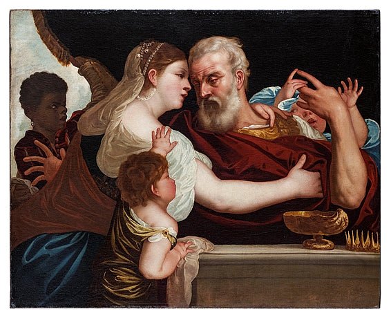 Hecuba and Priam, vintage artwork by Alessandro Varotari, 12x8" (A4) Poster