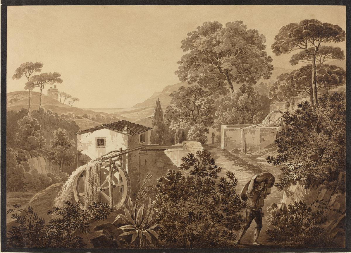 Hélène Boutourlin:Italian Landscape with a Watermill,16x12"(A3) Poster
