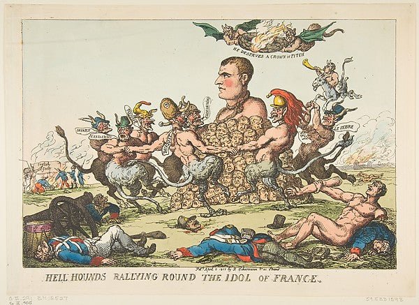 Hell Hounds Rallying Round the Idol of France April 8, 1815-Th, vintage art, A3 (16x12") Poster Print