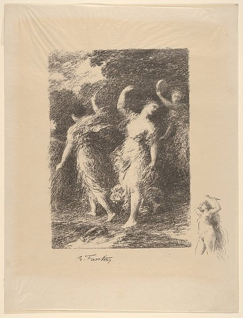 Henri Fantin-Latour:Bacchus 19th–20th century, vintage artwork, 16x12"(A3) Poster Print