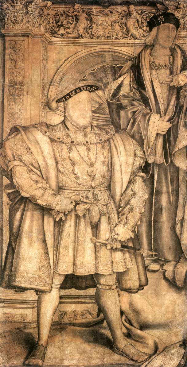 Henry VIII and Henry VII, vintage artwork by Hans Holbein the Younger, A3 (16x12") Poster Print