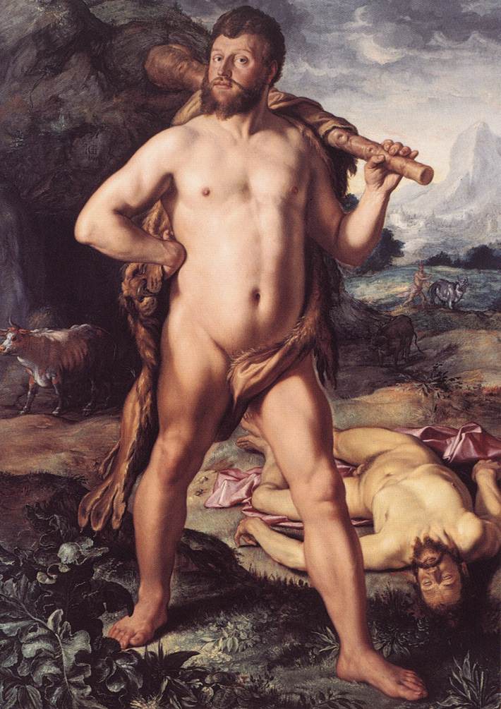 Hercules and Cacus, vintage artwork by Hendrick Goltzius, 12x8" (A4) Poster