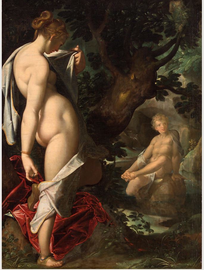 Hermaphrodite and the Nymph Salmacis, vintage artwork by Bartholomaeus Spranger, A3 (16x12") Poster Print