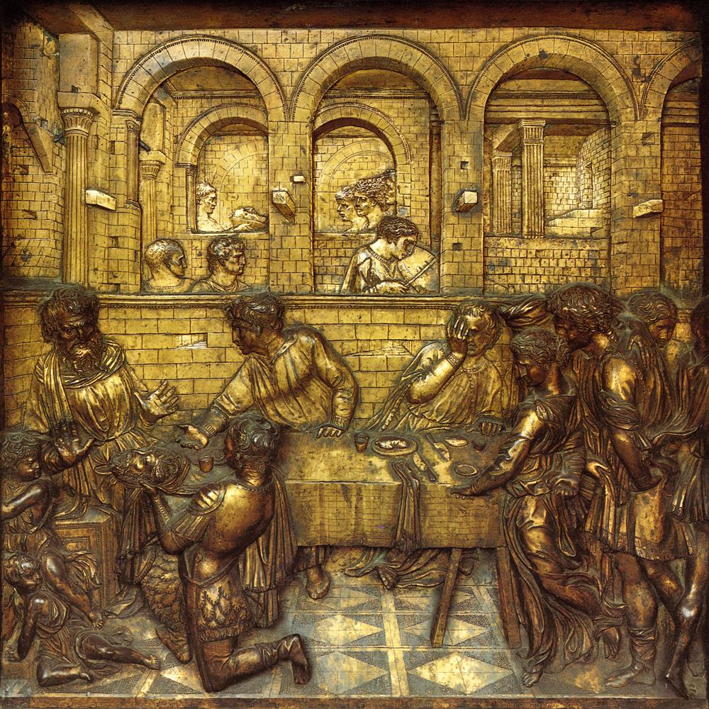 Herod's Feast (Detail from the baptismal font), vintage artwork by Donatello, A3 (16x12") Poster Print