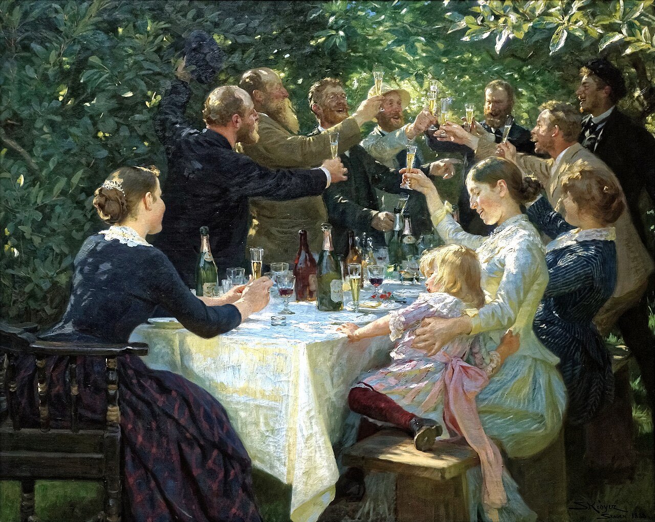 Hip Hip Hurrah Artists' Party at Skagen by Peder Severin Kroyer, vintage art, modern poster print