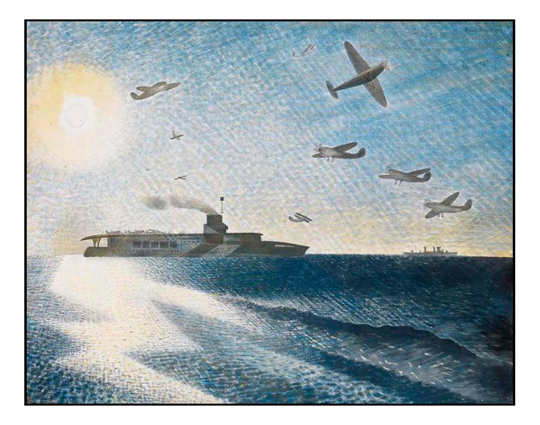 HMS Glorious in Arctic by WW2 War Artist Captain Eric Ravilious