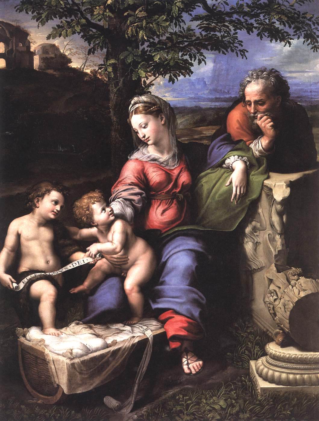 Holy Family below the Oak, vintage artwork by Raphael, A3 (16x12") Poster Print