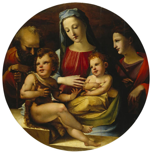 Holy Family with St. John the Baptist and St. Catherine, vintage artwork by Domenico Beccafumi, A3 (16x12") Poster Print