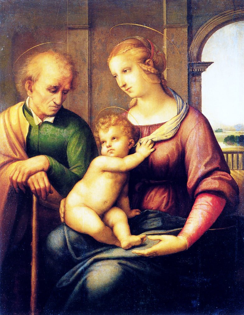 Holy Family with St. Joseph, vintage artwork by Raphael, A3 (16x12") Poster Print