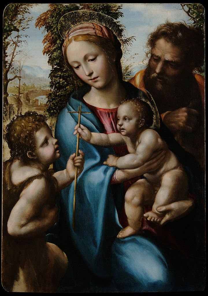 Holy Family with Young Saint John, vintage artwork by Giovanni Antonio (Sodoma) Bazzi, A3 (16x12") Poster Print