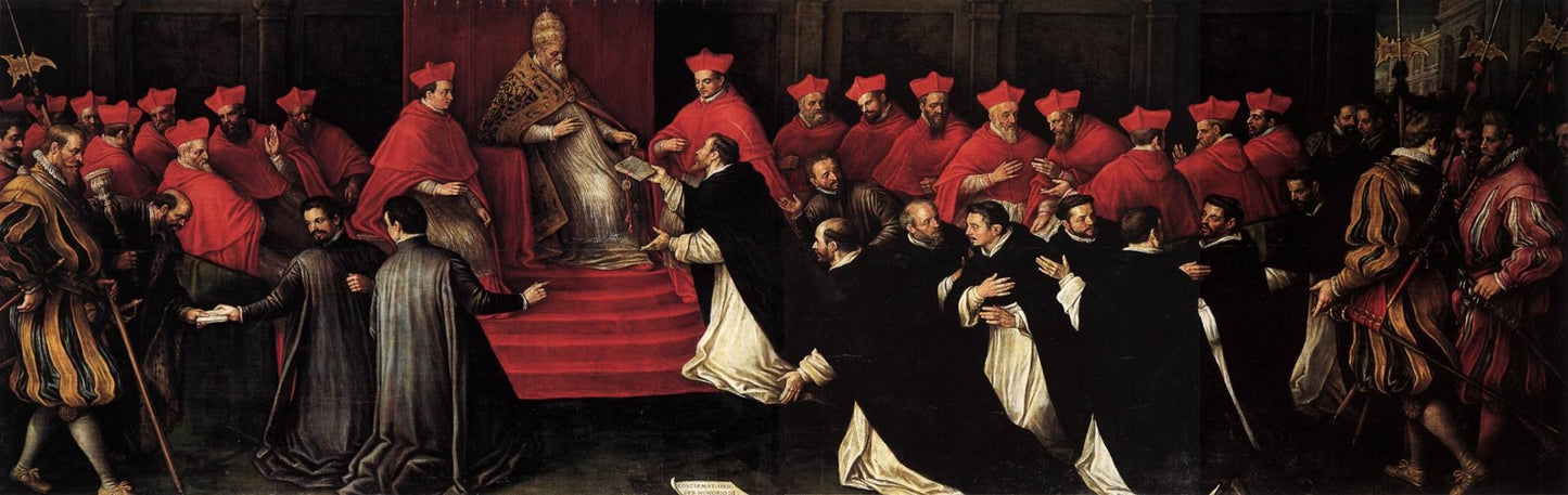 Honorius III Approving the Rule of Saint Dominic in 1216, vintage artwork by Leandro Bassano, 12x8" (A4) Poster