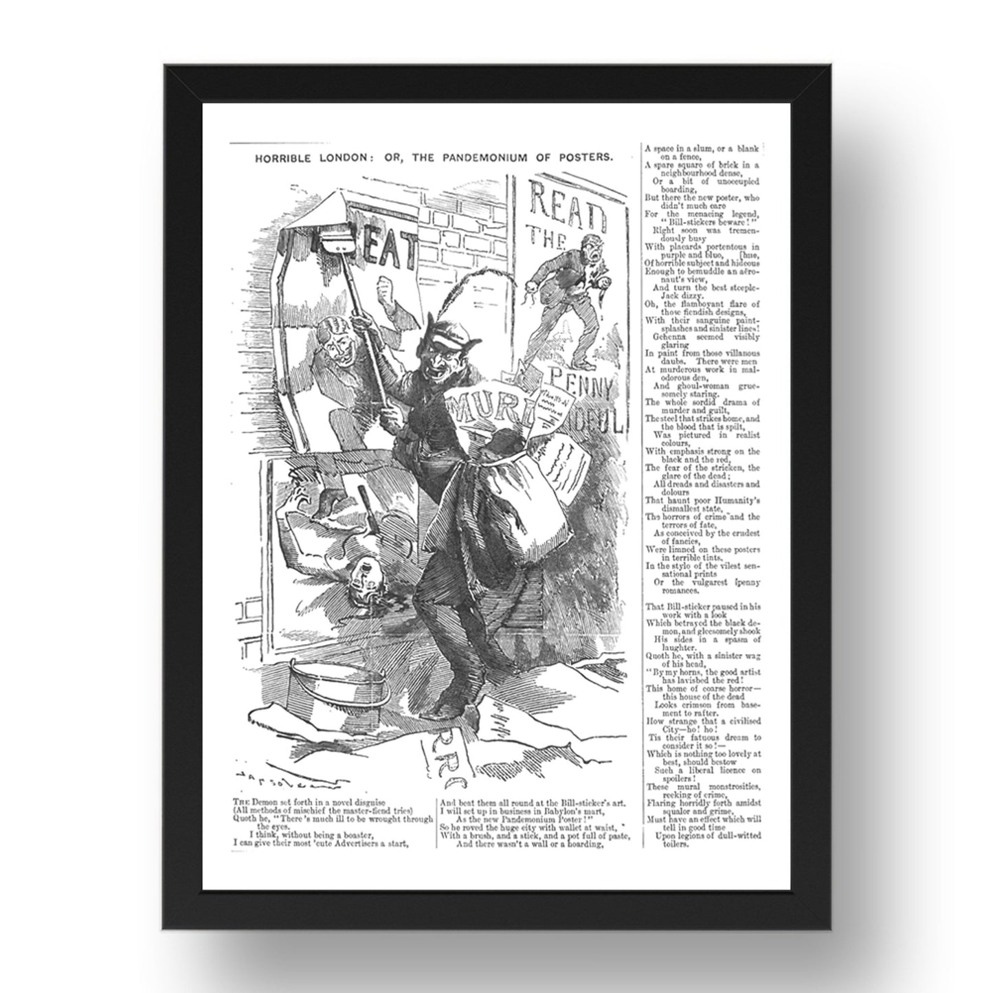 horriblelondon Jack the Ripper Scare 1888, vintage historic poster in 17x13"(A3) Frame