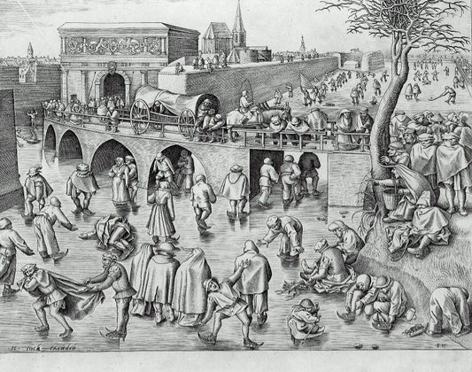 Ice Skating before the Gate of Saint George, Antwerp, vintage artwork by Pieter Bruegel the Elder, A3 (16x12") Poster Print