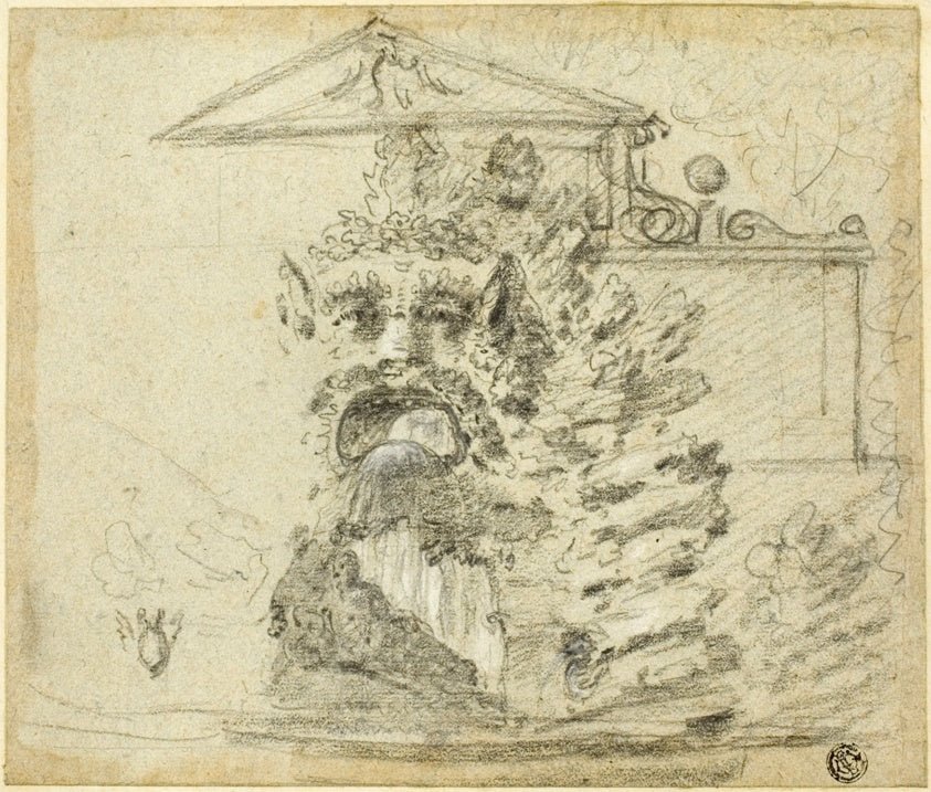 Il Mascherone,' a Rocaille Fountain on the Grounds of the Villa Borghese by Richard Wilson,23x16"( A2 size ) Poster Print
