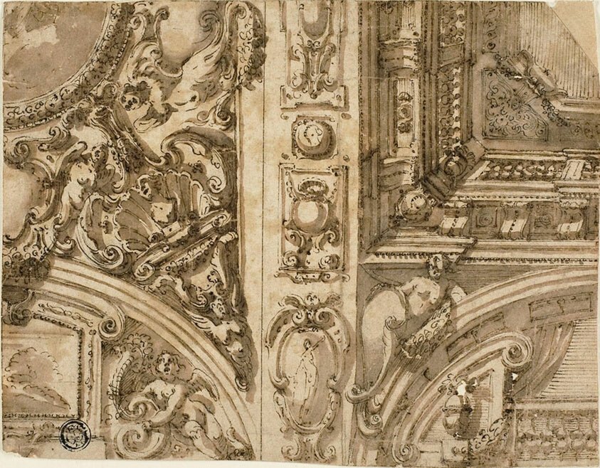 Illusionistic Ceiling Decoration by Attributed to Agostino Mitelli, 23x16"( A2 size) Poster Print