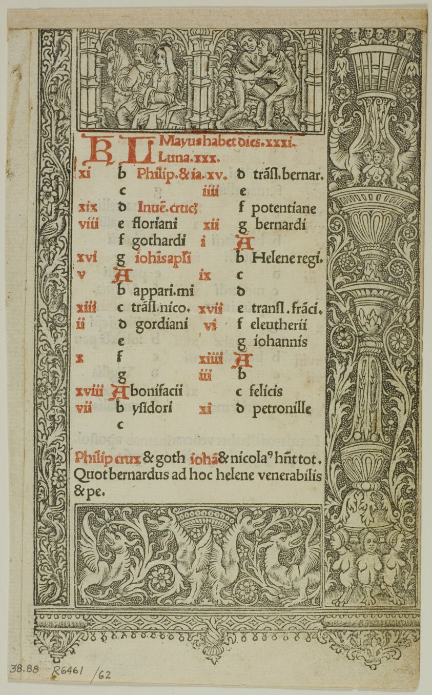 Illustration from Officium B.M.V., plate 62 from Woodcuts from Books of the XVI Century by Unknown Artist (French, 16th century), 23x16"( A2 size) Poster Print