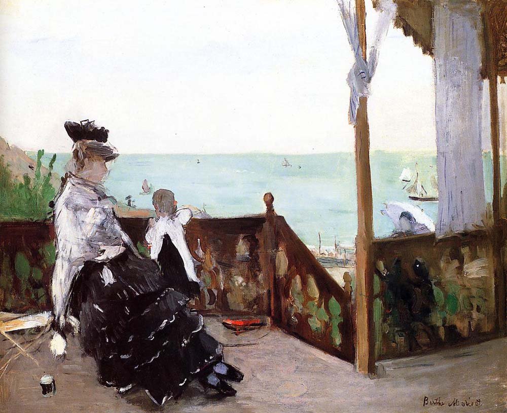 In a Villa at the Seaside - 1874 - Norton Simon Museum USA by Berthe Morisot, vintage art, modern poster print