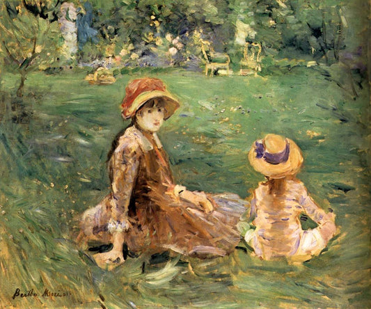 In  the Gardens of Maurecourt by Berthe Morisot, 1884, vintage art, modern poster print