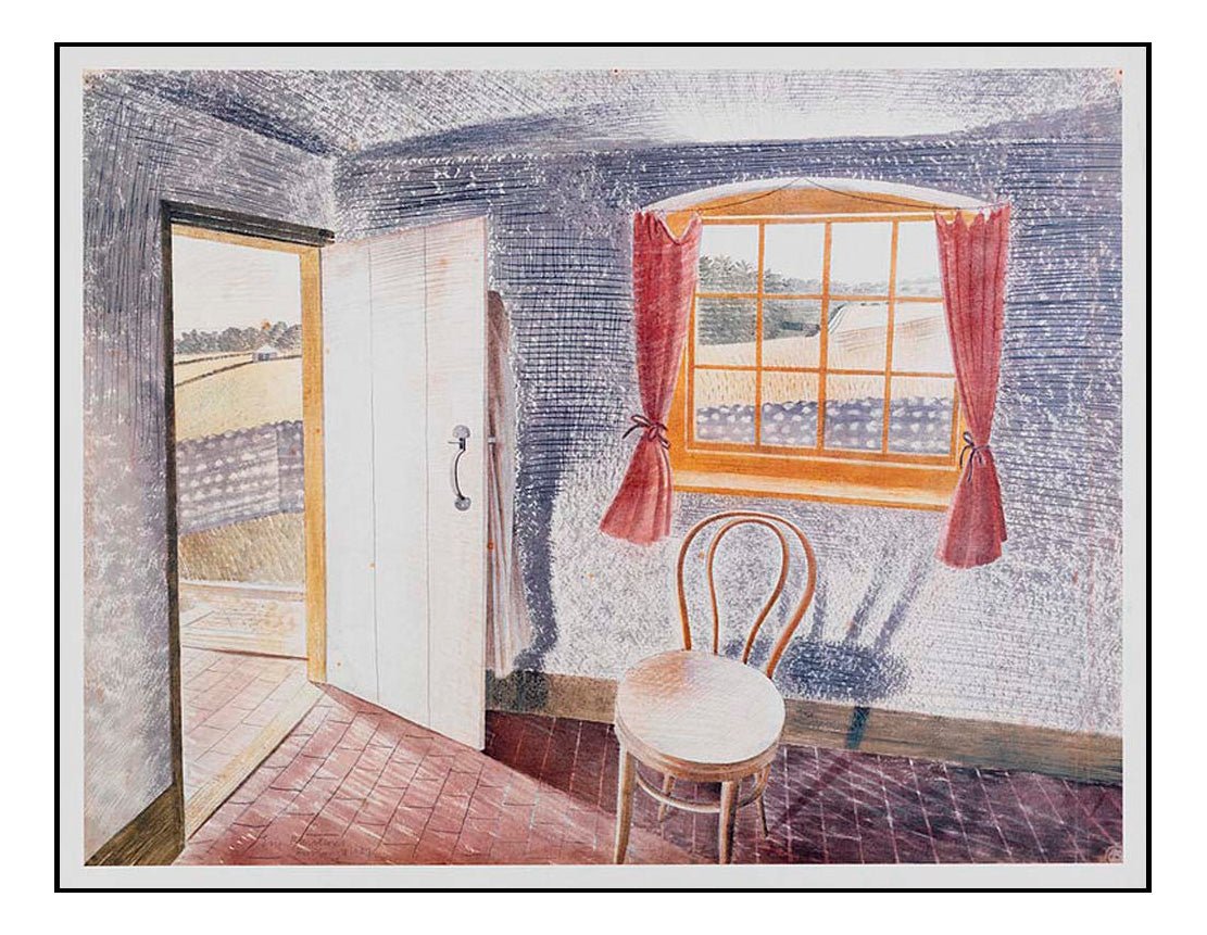 Interior at Furlongs 1939 by Eric Ravilious, A4 size (8.27 × 11.69 inches) Poster