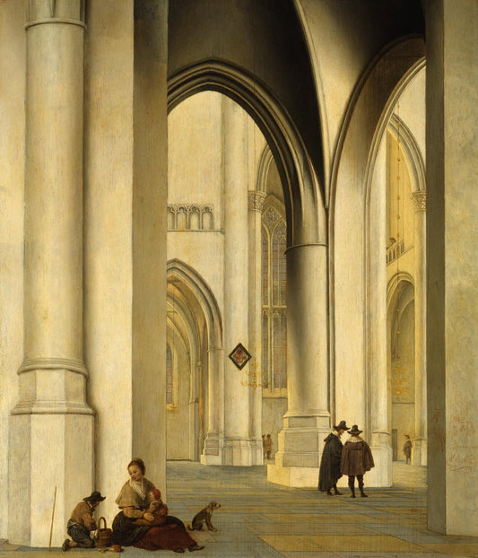 Interior of the St. Bavo Church by  Haarlem, vintage art, modern poster print