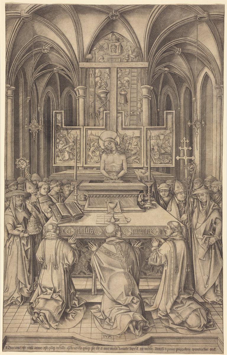 Israhel van Meckenem:The Mass of Saint Gregory,16x12"(A3) Poster