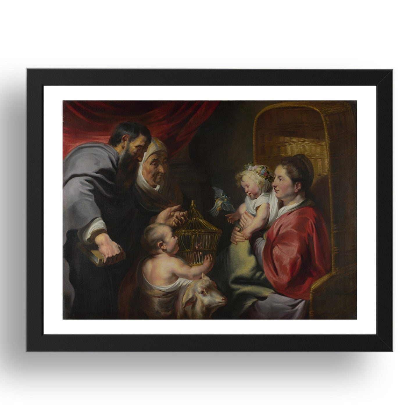 Jacob Jordaens: The Virgin and Child with Saint John and his Parents, Poster in 17x13"(A3) Frame