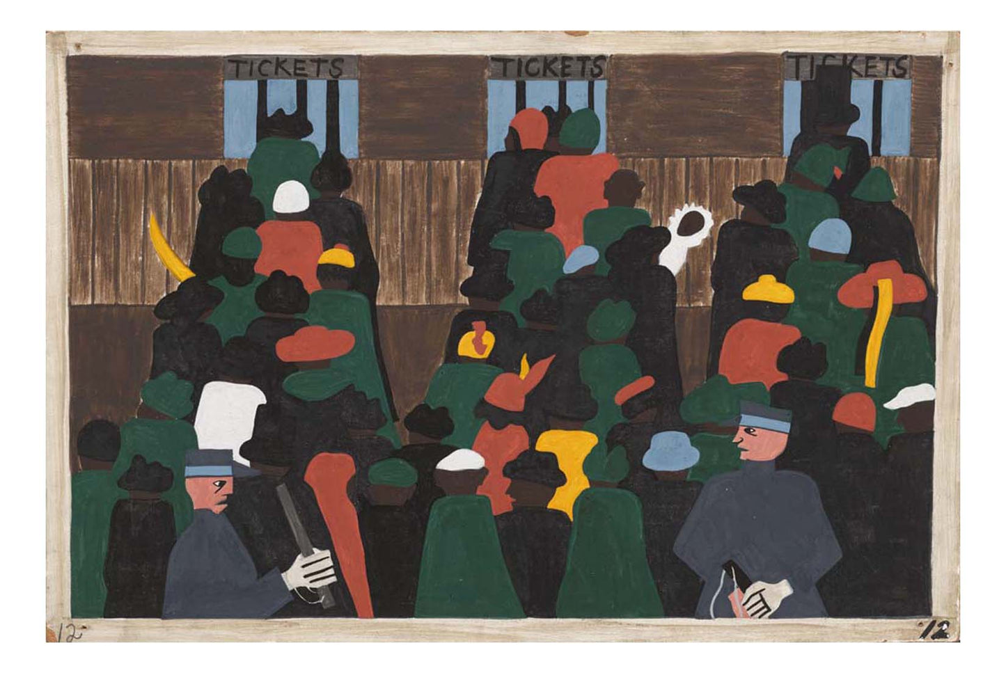 Jacob Lawrence - The railroad stations were at times so over-packed with people leaving that special guards had to be called in to keep order, 16x12" (A3) Poster Print
