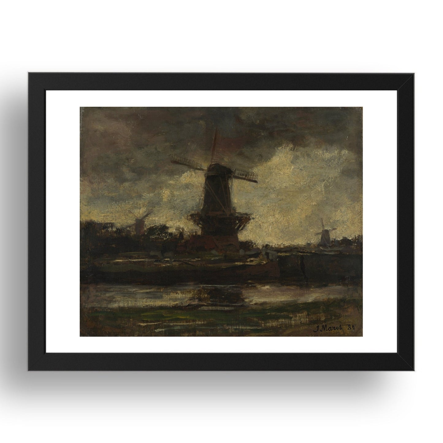 Jacob Maris: Three Windmills, Poster in 17x13"(A3) Frame