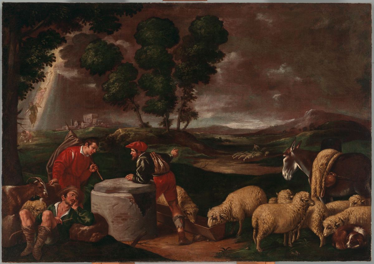 Jacob Meets the Herds of Laban, vintage artwork by Francesco Bassano the Younger, A3 (16x12") Poster Print