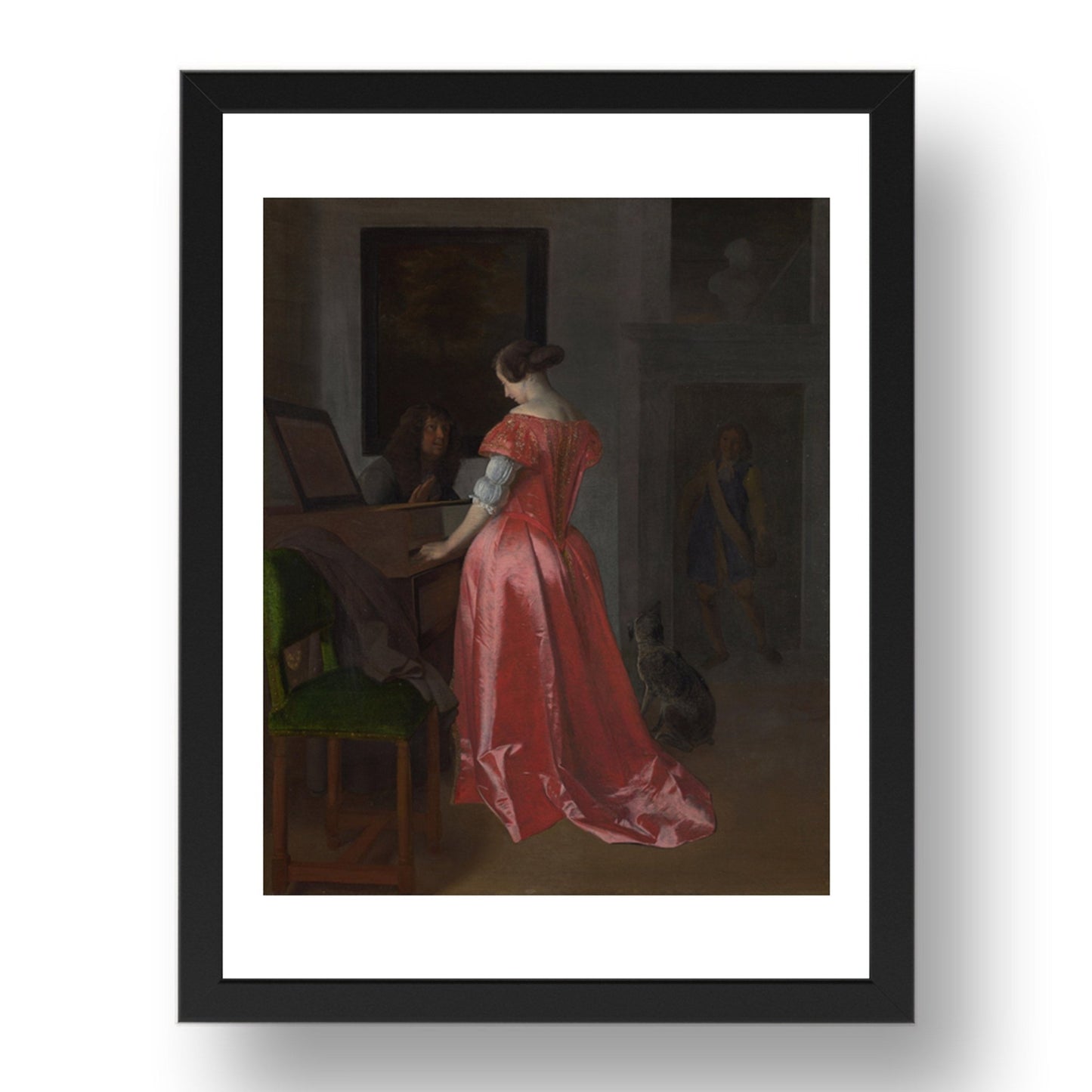 Jacob Ochtervelt: A Woman standing at a Harpsichord, a Man seated by her, Poster in 17x13"(A3) Frame