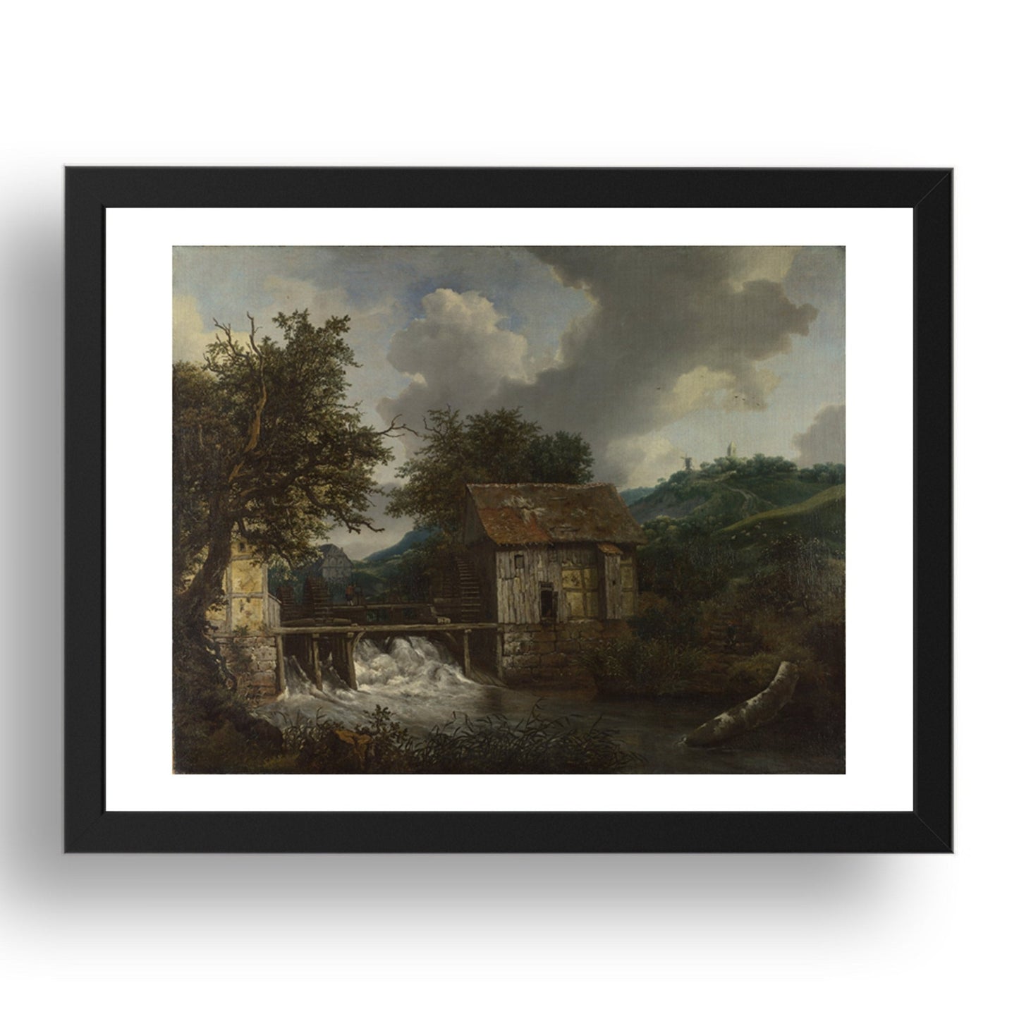 Jacob van Ruisdael: Two Watermills and an Open Sluice at Singraven, Poster in 17x13"(A3) Frame