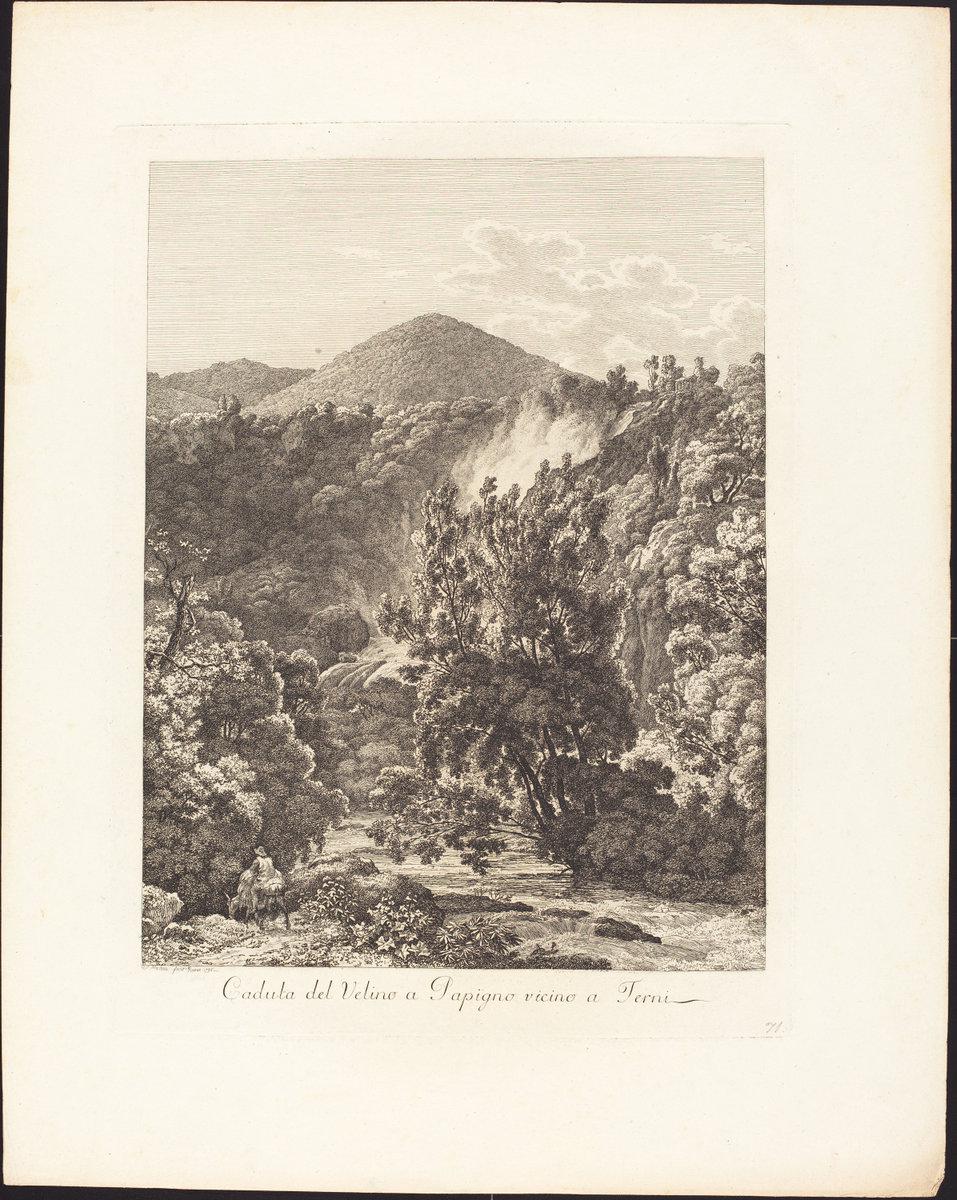 Jacob Wilhelm Mechau:Caduta del Velino a Papigno, vicino a T,16x12"(A3) Poster