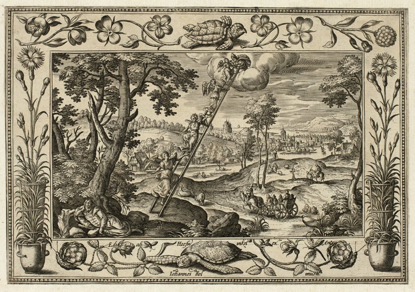 Jacob's Dream, from Landscapes with Old and New Testament Scenes and Hunting Scenes by Adriaen Collaert (Flemish, c. 1560–1618) , 23x16"( A2 size ) Poster Print