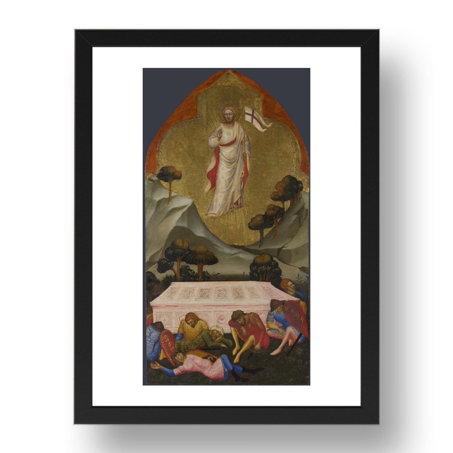 Jacopo di Cione and workshop: The Resurrection, Poster in 17x13"(A3) Frame