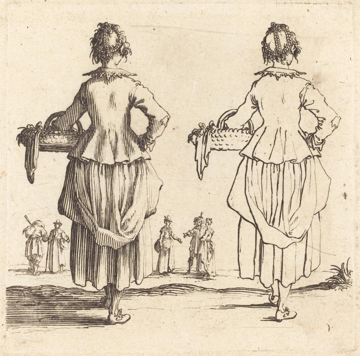Jacques Callot:Peasant Woman with Basket, Seen from Behind,16x12"(A3) Poster