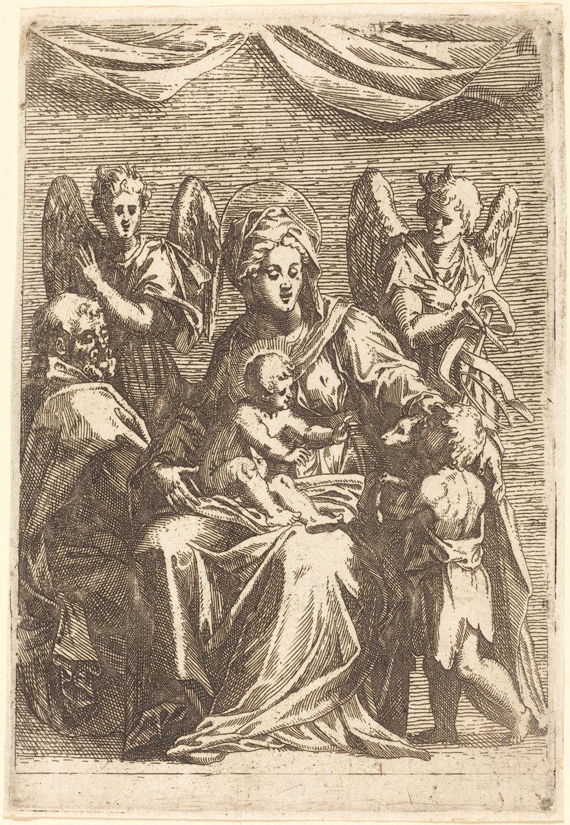 Jacques Callot:The Holy Family with Two Angels,16x12"(A3) Poster