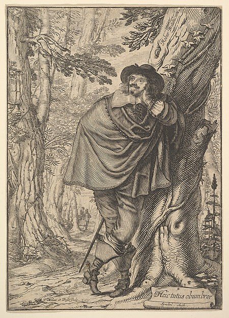 James Howel Standing in a Forest 1641-Claude Mellan, Abraham B, vintage art, A3 (16x12") Poster Print